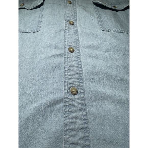 Vintage Carhartt Denim 2XL Denim Shirt 90s Y2K Denim Button Down XXL Work Shirt - Picture 5 of 9